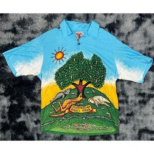 Vintage 90s Mambo Loud Shirt Australian Beer Tree Art Button Up Shirt